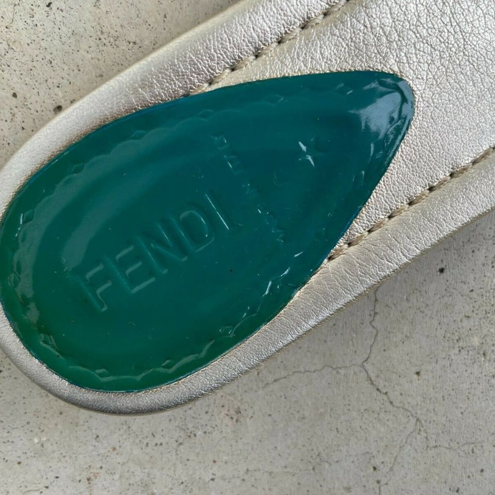 Fendi Women Sandal Flat Thong Blue/Silver Made in Italy Size 39 Authentic Fendi - Picture 11 of 12